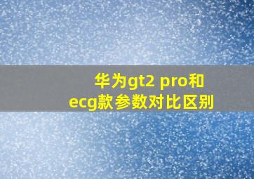 华为gt2 pro和ecg款参数对比区别